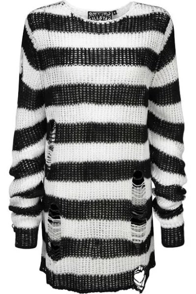Emo Knit Sweater-Blk/Wht XXL