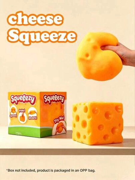 1pc Extra Large Cheese Squeezy Squishy Toy - Stress Relief Decompression Squeeze Toy - Size Squeeze Ice Cubes (randomly Mixed)
