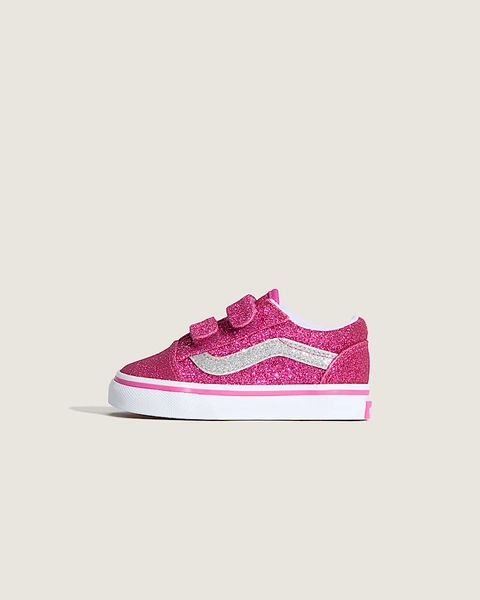 Toddler Old Skool V Shoe in Glitter Raspberry Rose Pink | Vans