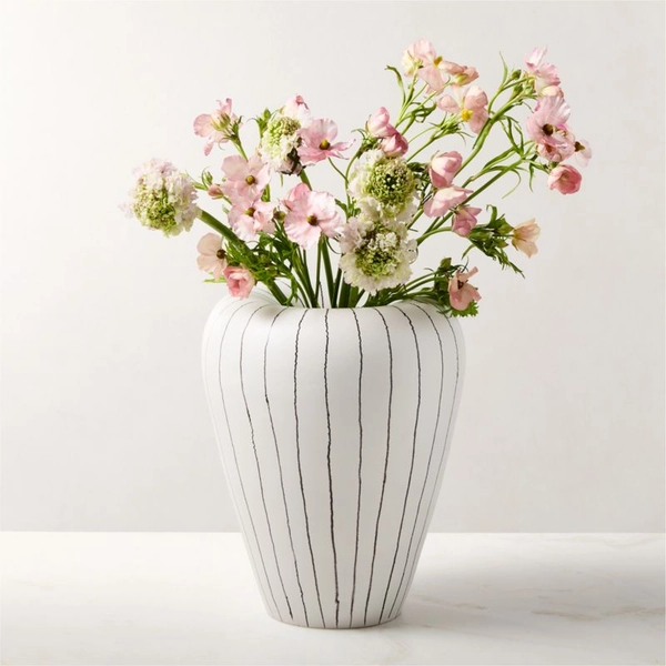 Vibrato Black and White Striped Ceramic Vase Tall