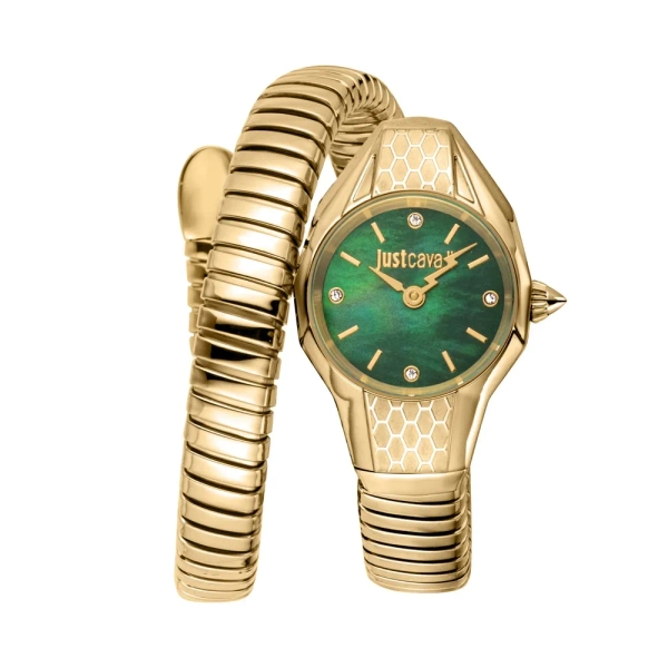 Women's Green Dial Snake 316L Stainless Steel Diamond Watch