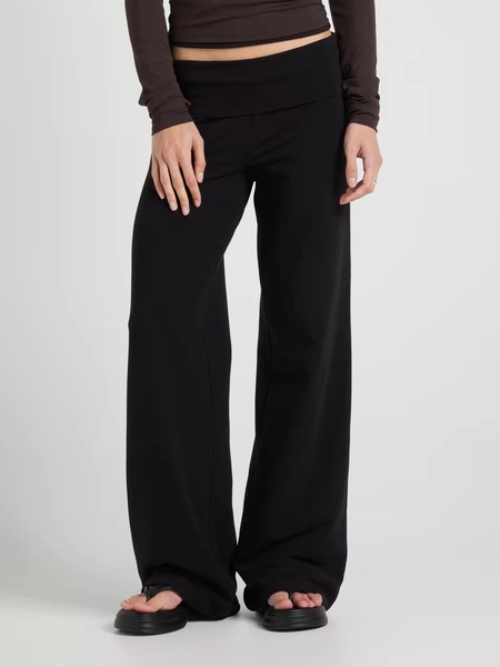 Lounge Fold Over Stright Leg Pant  Black - Jay Jays Online