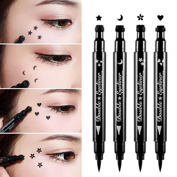 Pinkiou Eyeliner Stamp Winged Eyeliner Pen for Cat Eye Waterproof Double Sided Long Lasting Seal Waterproof Eye Liner (4 in 1)