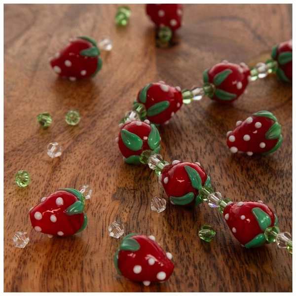 Strawberry Lampwork Bead Strand