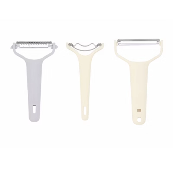 REGALWOVEN Ergonomic Handle Stainless Steel Lightweight Vegetable Peelers Set 3 Pcs Cream