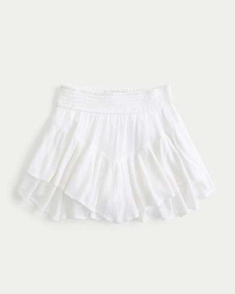 Asymmetrical Hem Tiered Mini Skort