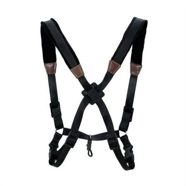 Saxophone Strap,Universal Double Shoulder Leather Strap for Sax, Adjustable Padded Harness Baritone Tenor Alto, Black