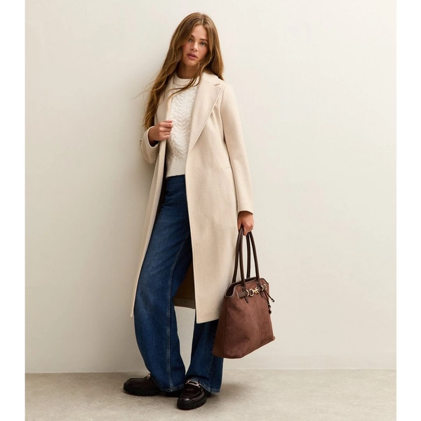 Cream Unlined Longline Belted Coat | New Look