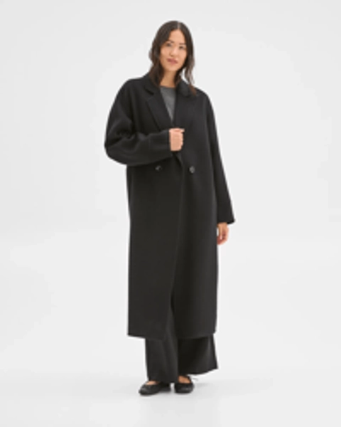 Preview Wool Blend Double Breasted Cocoon Coat - Black
