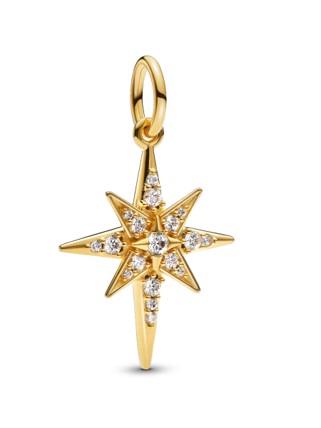 Sparkling North Star Dangle Charm | Gold plated | Pandora US