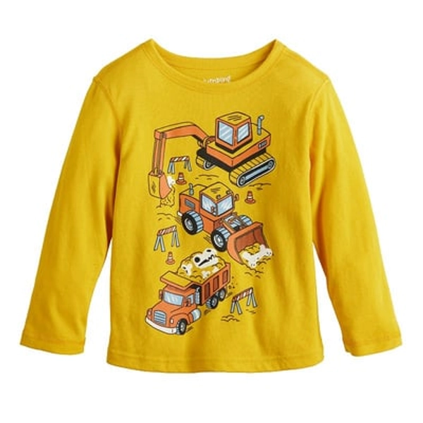 Baby, Toddler & Boys 4-12 Jumping Beans® Long Sleeve Adaptive Sensory Graphic Tee, Toddler Boy's, Construction Bones