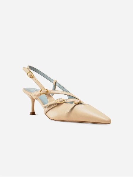 Alice Vegan Apple Leather Slingback Heels | Ecru - UK3 / EU36 / US5
