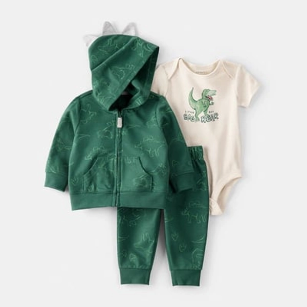 Baby Boy Carter's 3-pc. "Little Guy Big Roar" Jacket, Bodysuit & Pant Set, Boy's, Size: 12 Months, Green Dino