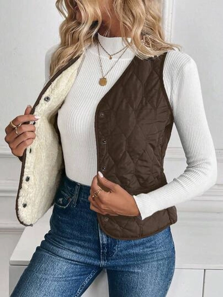 EMERY ROSE Women's Padded Fleece Lined Gilet Jacket, Winter Clothes