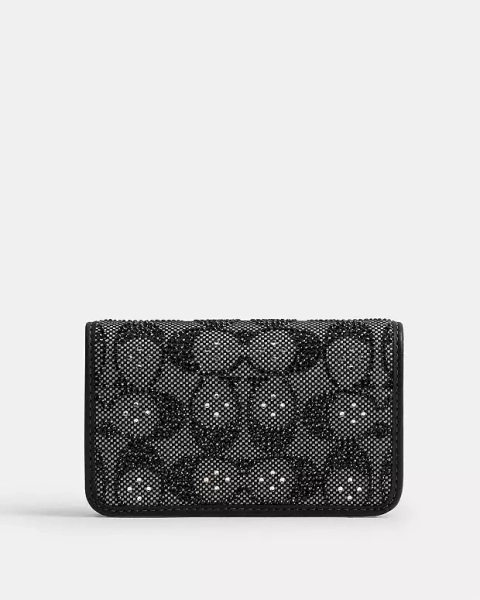Silver/Black Essential Slim Card Case In Crystal Signature Jacquard