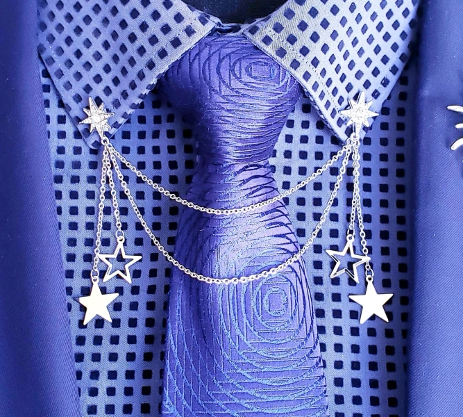 Shooting Stars Collar Pins | Crystal Reinstones | Metal Stars | Star Universe | Unisex