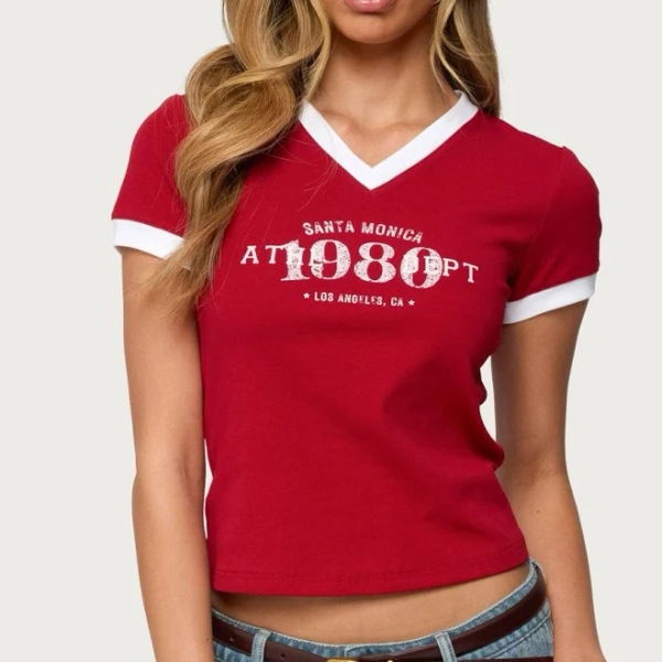Edikted Women's Santa Monica V-Neck T-Shirt