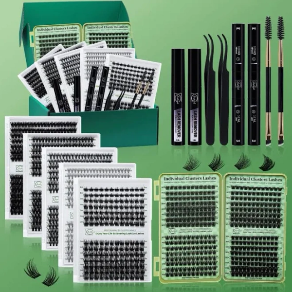 1672 Clusters D Curl High Capacity Lashes Kit, 5 Trays Lash Clusters and 1 Cluster Lashes Book Multiple Styles Mixed Length Eyelash Set Comes with 2