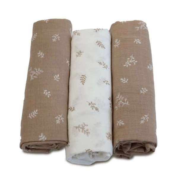 Bubba Blue 3 Pack Wrap Muslin Organic Chestnut