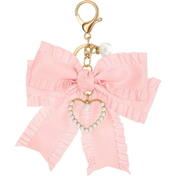Bow Purse Keychain Charm Bow Keychain Bag Charm for Women Purse, Cute Handbag Charms Bows Key chain Pearl Wristlet Keychains Backpack Keychains Charms