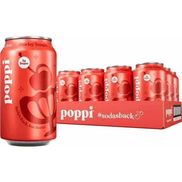 Poppi Shirley Temple Prebiotic Soda 12 oz 12 Pack Cans