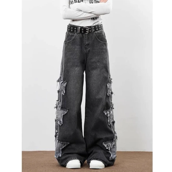 Women's Baggy Patchwork Denim Pants