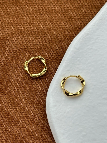 Gold Spiral Earrings, Silver Twist Hoops, Twisted Huggie Jewelry, Daily Basic Everyday Hoop, 14K Gold Plated 925 Sterling Silver Jewellery