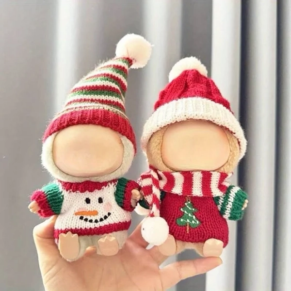 Labubu christmas outfit, Labubu christmas clothes, Outfit for Labubu, Labubu clothes set, Featuring a Festive Sweater Set with Christmas Motifs Like
