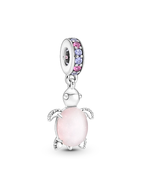 Murano Glass Pink Sea Turtle Dangle Charm