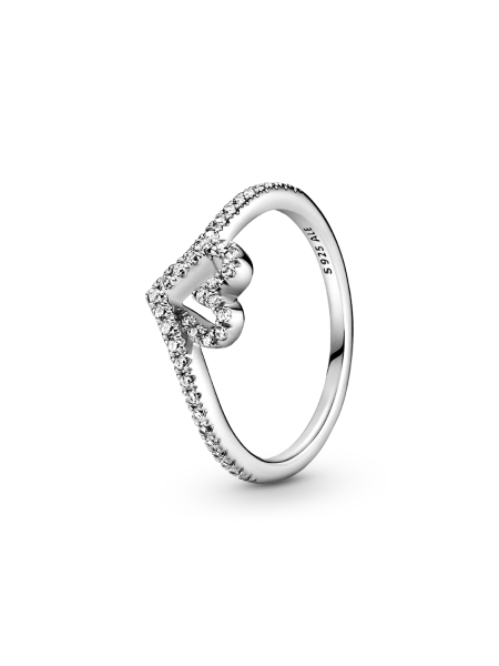 Sparkling Wishbone Heart Ring