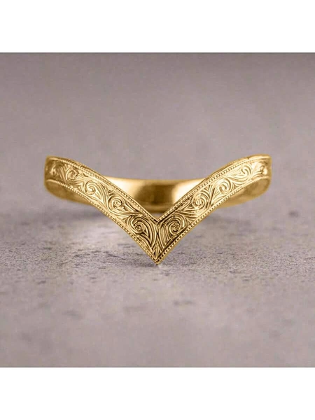 1pc Elegant Carved Floral Spiral V-Shaped Fashion Ring For Women, Suitable For Daily, Party, Celebration, Holiday Gift