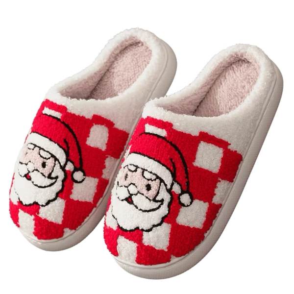 BERANMEY Christmas Reindeer Slippers for Womens Mens Plush Warm Santa Claus Slippers Fuzzy House Slippers Christmas Gifts For Girls Women Girlfriend