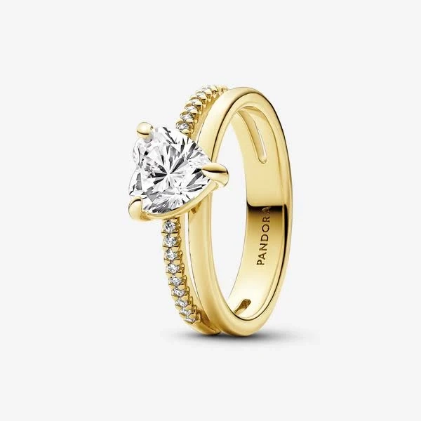 Pandora 14K Gold-Plated Heart Ring with Cubic Zirconia
