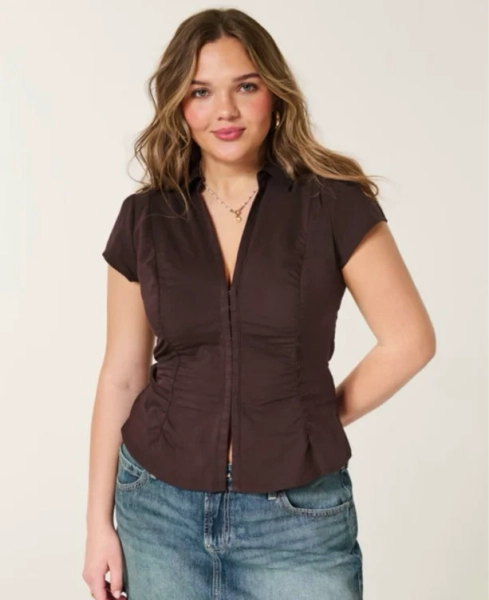Short-Sleeve Ruched Shirt