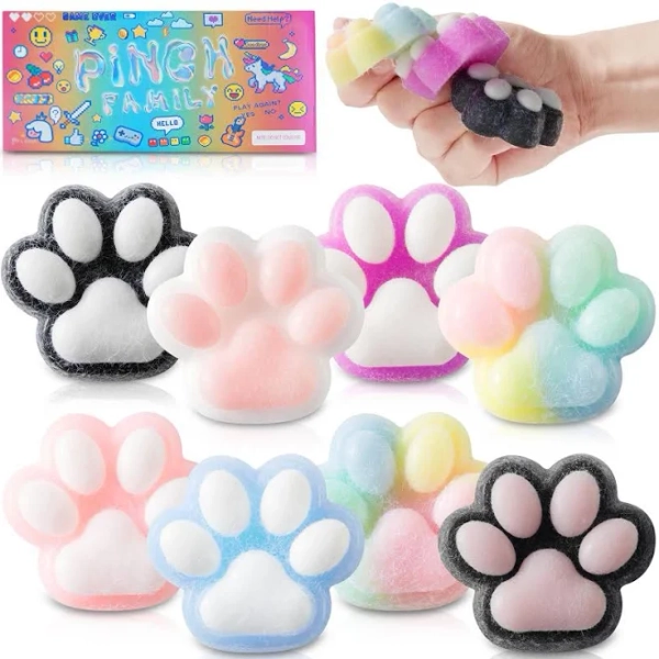 8PCS Cat Paw Mochi Squishy Stress Balls