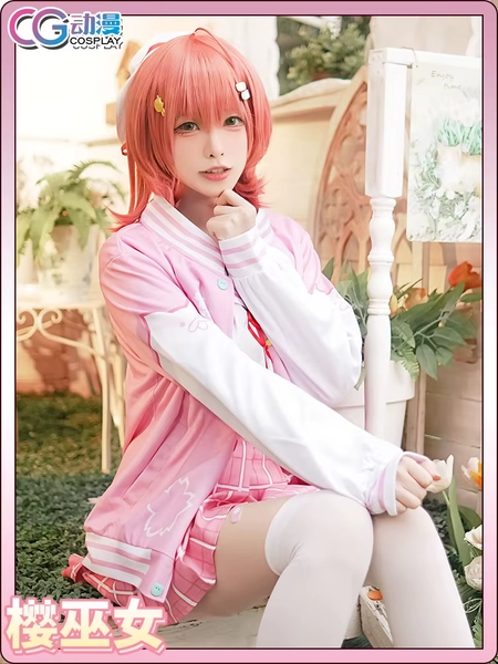Sakura Miko Cosplay Costume Vtuber Wig Shoes Halloween Carnival Party Events Anime Adult COS Christmas Gift - AliExpress 