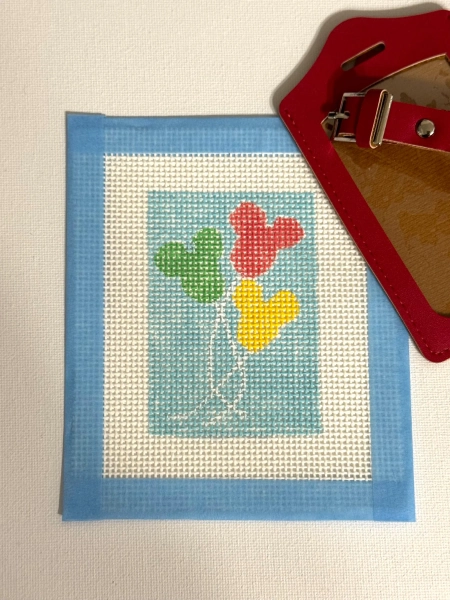 Mouse Balloons Needlepoint Luggage Tag Kit, Beginner DIY
