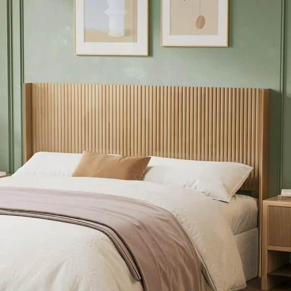 Weture Wingback Boho Farmhouse Headboards, Queen Size, Wall Mounted Panel Headboard, Natural