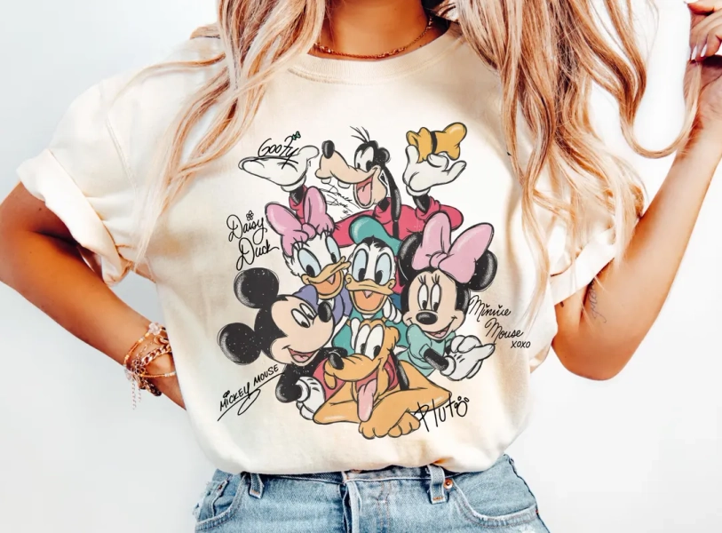 Retro Mickey and Friends Signatures Shirt, Magical Shirt, Disney Characters Tee, Disney Mouse Head Tee, Mickey & Co Gift, Disney Tee - Etsy