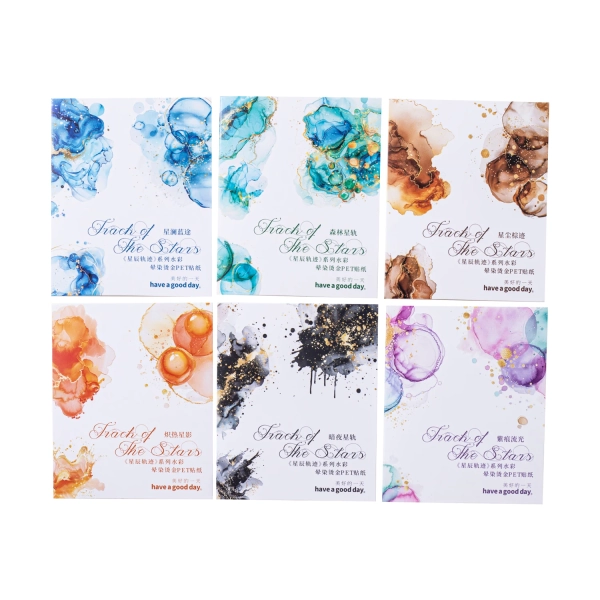 PET Sticker - Star Track Series Vintage Watercolor Smudge Bronzing 
