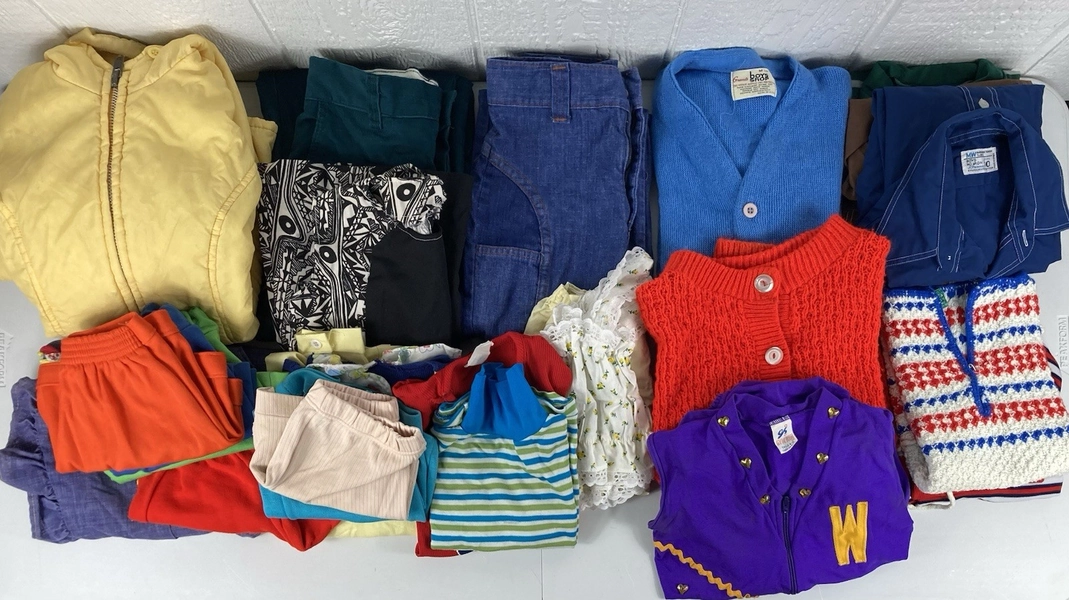 Vtg Childrens Clothing Lot Shirts Dresses Pants Sweaters Coat 28 Total Pieces 
