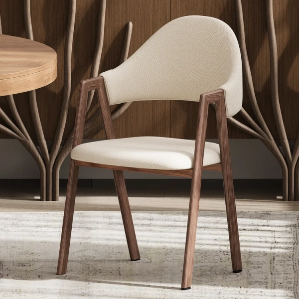 Warm White Linen Upholstered Dining Chair Curved Back Chair Set of 2｜Homary  AU