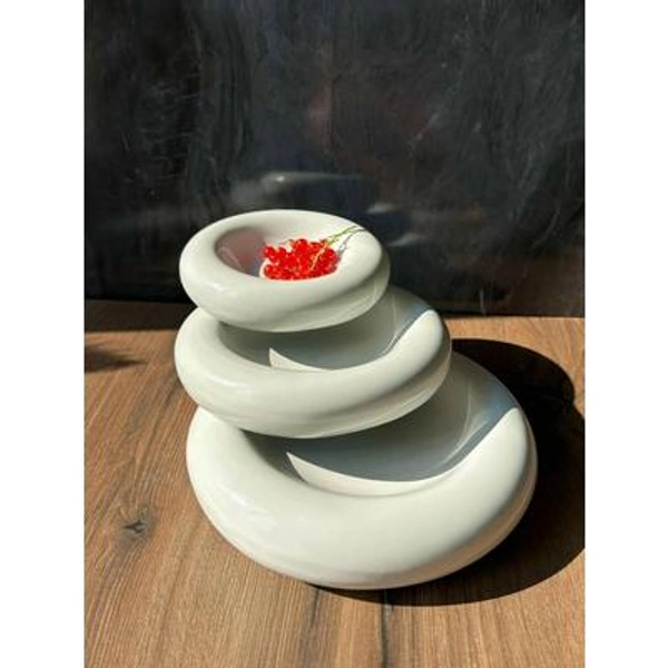 Deep ceramic bowl for pasta and desserts | Modern restaurant tableware | White serving dish for home café | 3 Sizes | Five color variations