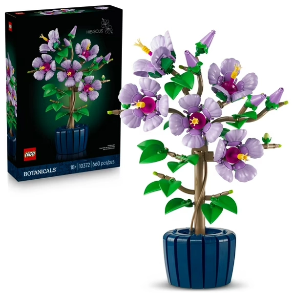 LEGO Botanicals Hibiscus Flower Building Set - Artificial Plant & Flower Building Blocks for Women & Men, Ages 18+ - Home, Office Decor Gift Idea - 10372
