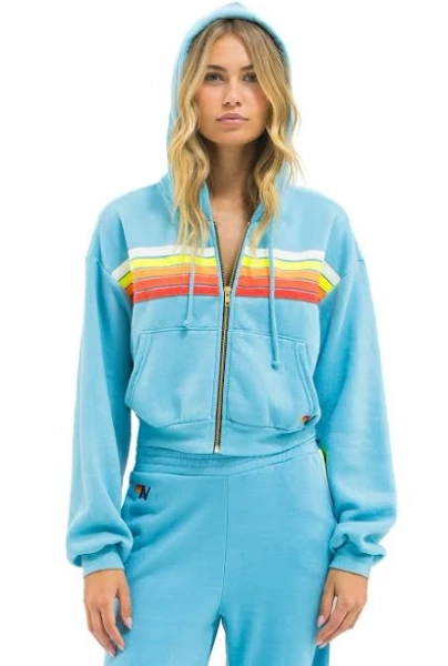 Aviator Nation Women's Cropped 5 Stripe Hoodie
