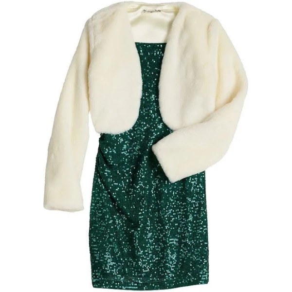 2-pc. Girls Sequin Dress & Faux Fur Bolero Set