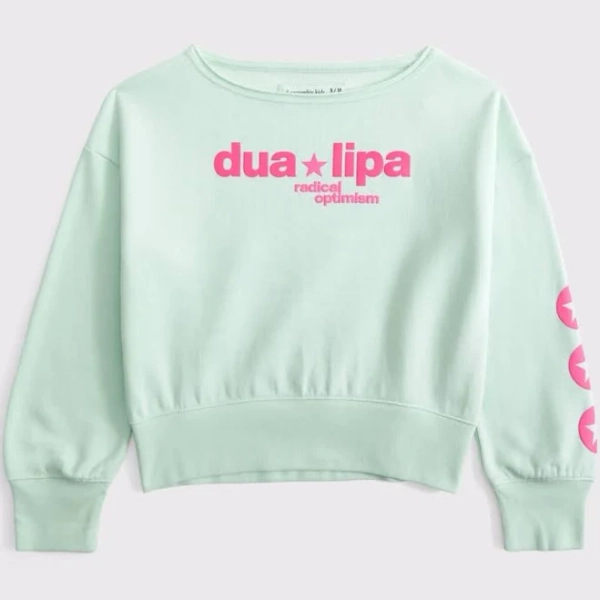 kids girls off-the-shoulder graphic crew sweatshirt