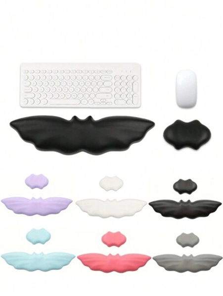 1 Set Bat-Shaped PU Leather Keyboard Wrist Rest And Mouse Wrist Pad With Anti-Slip Silicone Bottom, Soft And Comfortable, Hand Support To Relieve Fatigue, Suitable For Office Desktop Computer/Laptop Workstation, Luxury Wrist Rest