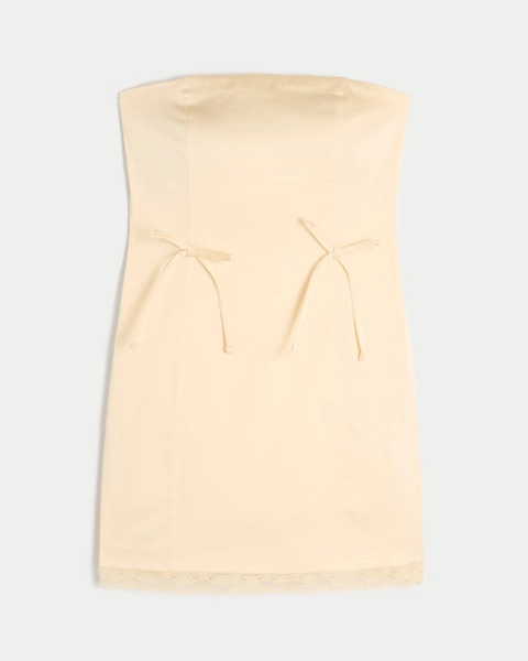 Satin Strapless Bow Bodycon Dress