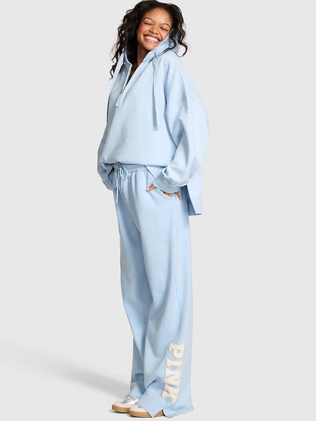 Ivy Fleece Wide-Leg Split-Hem Sweatpants